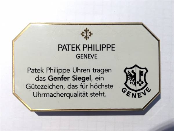Patek Philippe Konzessionär Dekorationsständer Genfer Siegel